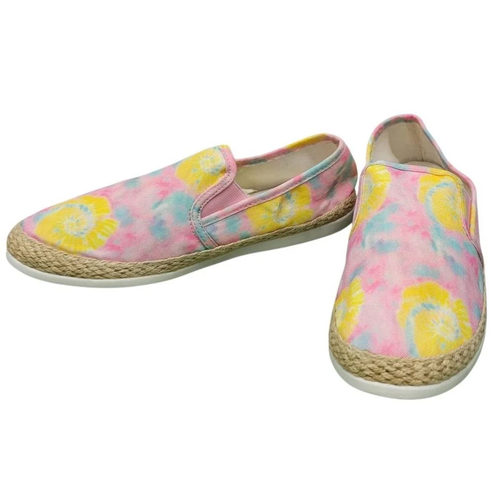 Esprit Espadrille Slip On Sneakers Tie Dye Pink‎ Yellow Shoes Sz 8.5 M HG9244